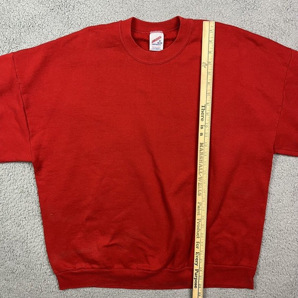 Vintage Blank Sweatshirt Mens Red Jerzees USA 90s Crewneck Pullover Sweater 3XL - Picture 4 of 5